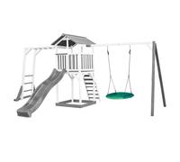 AXI Beach Tower torre de juegos de madera en blanco y gris | Casa de juegos para ninos con Tobogan gris