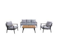 AXI Bibi Conjunto de muebles de jardin con 1 sofa, 2 sillones y una mesa | Sofa 4 piezas de aluminio y teca en antracita / marron | Conjunto de mesa y sillas
