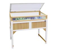 AXI Cama alta con invernadero y Vellon de Jardin | Cama alta sobre Zancos para Jardin / Balcon / Terraza en Marron / Blanco
