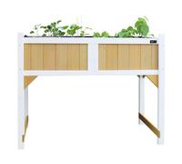 AXI cama elevada de madera con vellon de jardin | cama elevada sobre pilotes para jardin / balcon / terraza en marron / blanco