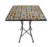 AXI Camilla Mesa Bistr, Azul/Amarillo - Mosaico | Cuadrada, baldosas de Ceramica | para Balcon, terraza o como Mesa Auxiliar - Capacidad Maxima: 40 kg / 60 x 60 x 75 cm.