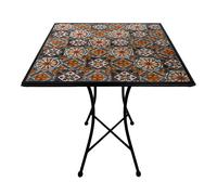 AXI Camilla Mesa Bistr, Naranja / Azul - Mosaico | cuadrada, con baldosas de cermica | Para balcn, terraza o como mesa auxiliar - Capacidad mxima: 40 kg / 60 x 60 x 75 cm