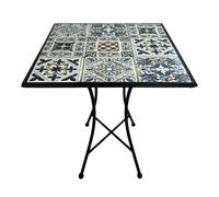 AXI Camilla Mesa de caf Bistr, azul claro - Mosaico | cuadrada con azulejos de ceramica | Para balcon, terraza o como mesa auxiliar - Capacidad maxima: 40 kg / 60 x 60 x 75 cm