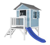 AXI Casa de juegos Beach Lodge XL en azul con Tobogan en azul | Casa zancudo de madera FSC para ninos | Pequena torre de juegos para el jardin