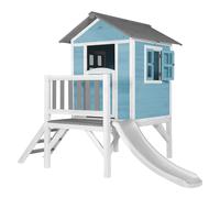 AXI Casa de juegos Beach Lodge XL en azul con Tobogan en blanco | Casa zancudo de madera FSC para ninos | Pequena torre de juegos para el jardin