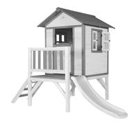 AXI Casa de juegos Beach Lodge XL en blanco con Tobogan en blanco | Casa zanco de madera FSC para ninos | Pequena torre de juegos para el jardin