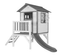 AXI Casa de juegos Beach Lodge XL en blanco con Tobogan en gris | Casa zancudo de madera FSC para ninos | Pequena torre de juegos para el jardin