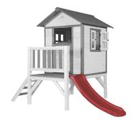 AXI Casa de juegos Beach Lodge XL en blanco con Tobogan en rojo | Casa zancudo de madera FSC para ninos | Pequena torre de juegos para el jardin