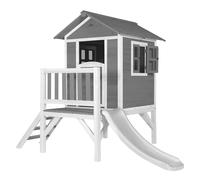 AXI Casa de juegos Beach Lodge XL en gris con Tobogan en blanco | Casa zancudo de madera FSC para ninos | Pequena torre de juegos para el jardin