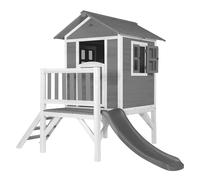 AXI Casa de juegos Beach Lodge XL en gris con Tobogan en gris | Casa zancudo de madera FSC para ninos | Pequena torre de juegos para el jardin
