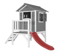AXI Casa de juegos Beach Lodge XL en gris con Tobogan en rojo | Casa zancudo de madera FSC para ninos | Pequena torre de juegos para el jardin