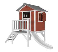 AXI Casa de juegos Beach Lodge XL en rojo con Tobogan en blanco | Casa zanco de madera FSC para ninos | Pequena torre de juegos para el jardin