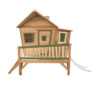 AXI Casa de juegos emma con Tobogan blanco | Casa zanco en marron y verde de madera FSC para ninos | Torre de juegos para el jardin