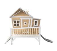 AXI Casa de juegos emma con Tobogan gris | Casa zanco en marron y blanco de madera FSC para ninos | Torre de juegos para el jardin