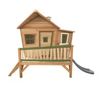 AXI Casa de juegos emma con Tobogan gris | Casa zanco en marron y verde de madera FSC para ninos | Torre de juegos para el jardin