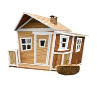 AXI Casa de juegos LIsa de madera FSC | Casa de juegos infantil de exterior con veranda para el jardin en marron y blanco | Casa de jardin para ninos con ventanas