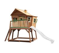 AXI Casa de juegos Max con arenero y Tobogan blanco | Casa zanco en marron y verde de madera FSC para ninos | Torre de juegos con Tobogan de olas para el jardin