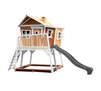 AXI Casa de juegos Max con arenero y Tobogan gris | Casa zanco en marron y blanco de madera FSC para ninos | Torre de juegos con Tobogan de olas para el jardin