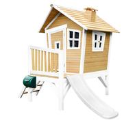 AXI Casa de juegos Robin con Tobogan blanco | Casa zanco en marron y blanco de madera FSC para ninos | Torre de juegos para el jardin