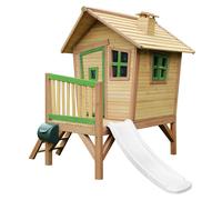 AXI Casa de juegos Robin con Tobogan blanco | Casa zanco en marron y verde de madera FSC para ninos | Torre de juegos para el jardin