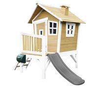 AXI Casa de juegos Robin con Tobogan gris | Casa zanco en marron y blanco de madera FSC para ninos | Torre de juegos para el jardin