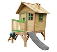 AXI Casa de juegos Robin con Tobogan gris | Casa zanco en marron y verde de madera FSC para ninos | Torre de juegos para el jardin