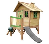 AXI Casa de Juegos Robin con Tobogan Gris | Casa zanco en Marron y Verde de Madera FSC para ninos | Torre de Juegos para el Jardin.