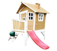 AXI Casa de juegos Robin con Tobogan rojo | Casa zanco en marron y blanco de madera FSC para ninos | Torre de juegos para el jardin