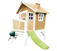 AXI Casa de juegos Robin con Tobogan verde claro | Casa zanco en marron y blanco de madera FSC para ninos | Torre de juegos para el jardin