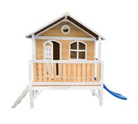 AXI Casa de juegos Stef con Tobogan azul | Casa zanco en marron y blanco de madera FSC para ninos | Torre de juegos para el jardin