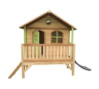 AXI Casa de juegos Stef con Tobogan gris | Casa zanco en marron y verde de madera FSC para ninos | Torre de juegos para el jardin