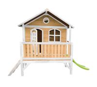AXI Casa de juegos Stef con Tobogan verde claro | Casa zanco en marron y blanco de madera FSC para ninos | Torre de juegos para el jardin