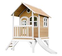 AXI Casa de juegos Tom con Tobogan blanco | Casa zanco en marron y blanco de madera FSC para ninos | Torre de juegos para el jardin