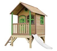 AXI Casa de juegos Tom con Tobogan blanco | Casa zanco en marron y verde de madera FSC para ninos | Torre de juegos para el jardin