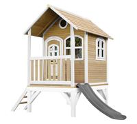 AXI Casa de juegos Tom con Tobogan gris | Casa zanco en marron y blanco de madera FSC para ninos | Torre de juegos para el jardin