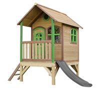 AXI Casa de juegos Tom con Tobogan gris | Casa zanco en marron y verde de madera FSC para ninos | Torre de juegos para el jardin