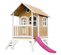 AXI Casa de juegos Tom con Tobogan morado | Casa zanco en marron y blanco de madera FSC para ninos | Torre de juegos para el jardin