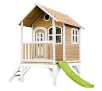 AXI Casa de juegos Tom con Tobogan verde claro | Casa zanco en marron y blanco de madera FSC para ninos | Torre de juegos para el jardin