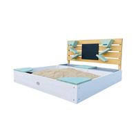 AXI Cato arenero ninos de Madera - Blanco/Verde | con Cubeta de agua y Pared de juego | equipado con juguetes de arena, pizarra, embudos y estantes | Cubierta con tela para el suelo
