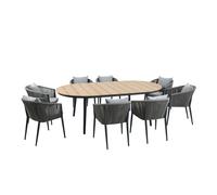 AXI Chay Conjunto de jardin con 8 sillas para 8 personas - antracita | Conjunto de muebles de jardin de polywood con aspecto de madera, sillas con tapizado de poliester | Mesa de comedor exterior