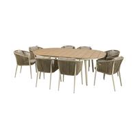 AXI Chay Conjunto de jardin con 8 sillas para 8 personas - Beige | Conjunto de muebles de jardin de polywood con aspecto de madera, sillas con tapizado de poliester | Mesa de comedor