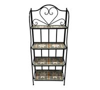 AXI Cleo estanteria metalica para plantas con mosaico en forma de estrElla, gris/marron | Mueble de 4 estantes con baldosas de mosaico ceramico | Para jardin / balcon / terraza - 64 x 27 x 140,5 cm