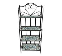 AXI Cleo estanteria para plantas de metal con mosaico multicolor | Mueble de 4 estantes con azulejos de mosaico ceramico | Para jardin / balcon / terraza - 64 x 27 x 140,5 cm