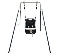 AXI Columpio de BEB con Estructura de Metal en Gris y Blanco | Columpio de Exterior para BEBs y Ninos Pequenos | para Ninos a Partir de 9 Meses | Asiento de Columpio en Antracita y Blanco