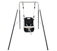 AXI Columpio de Bebe con estructura de Metal en Gris y Blanco | Columpio de exterior para Bebes y ninos Pequenos | Para ninos a partir de 9 Meses | asiento de Columpio en antracita y Blanco