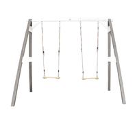AXI Columpio Doble en Gris / Blanco de Madera FSC | Columpio con estructura para 2 ninos| estructura de Columpio para el Jardin