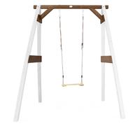 AXI Columpio en blanco / marron de madera FSC | columpio individual con marco para ninos | columpio infantil / marco de columpio para el jardin