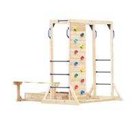 AXI Dex estructura de escalada de madera marron | estructura de juegos para ninos con pared de escalada, arenero, barras para trepar y mesa de picnic | 200 x 195 x 199 cm