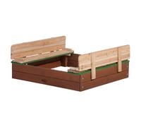 AXI Ella arenero de Madera en Marron y Verde | Caja de arena infantil con Bancos y Techo / Tapa | Cajas de arena 100 x 95 cm | Juguetes Jardin / exterior