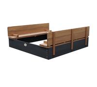 AXI Ella XL arenero de madera con tapa | arenero con banco y tapa para ninos en antracita y marron | 120 x 120 cm